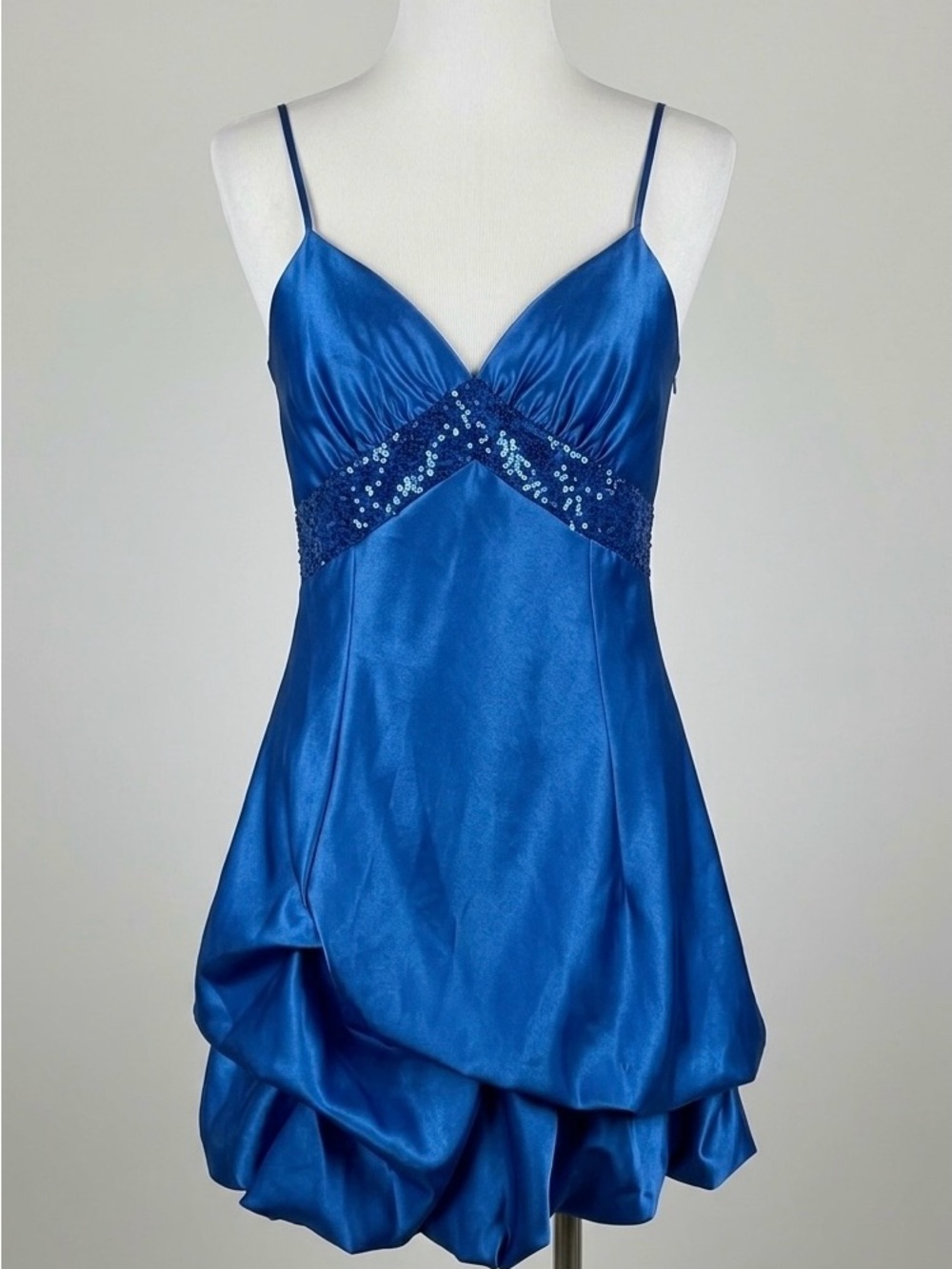Jessica McClintock Gunne Sax Vintage Satin Sequin Bustle Dress Size 9